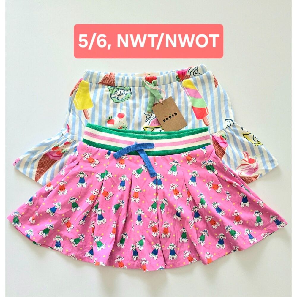 NWT/NWOT Mini Boden Jersey Skort Bundle, Size 5/6